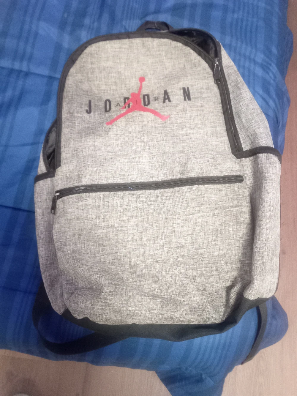 Jordan Grey Backpack with Red Jumpman Logo